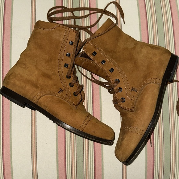 Tod’s Cognac Leather Lace Up Booties Size 37 - Picture 6 of 10